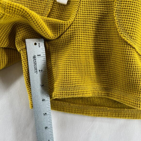 Madewell MWL Textured Waffle Knit Sweatshorts Women S Drawstring Stretch Mustard - Picture 5 of 7